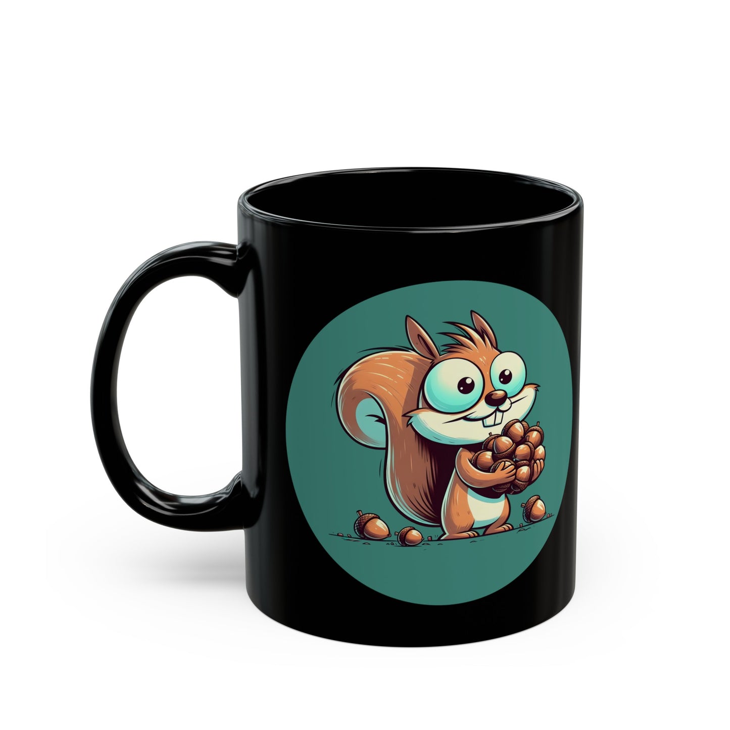 Nutty Squirrel Black Mug (11oz)