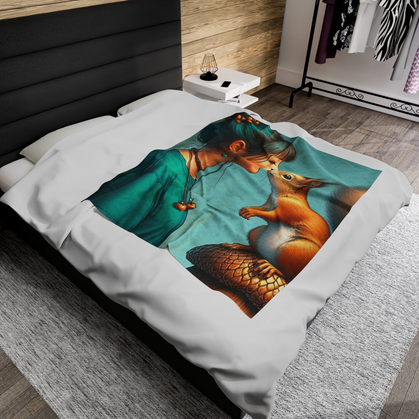 I Kissed A Squirrel - Velveteen Plush Blanket, Gaming Bedroom