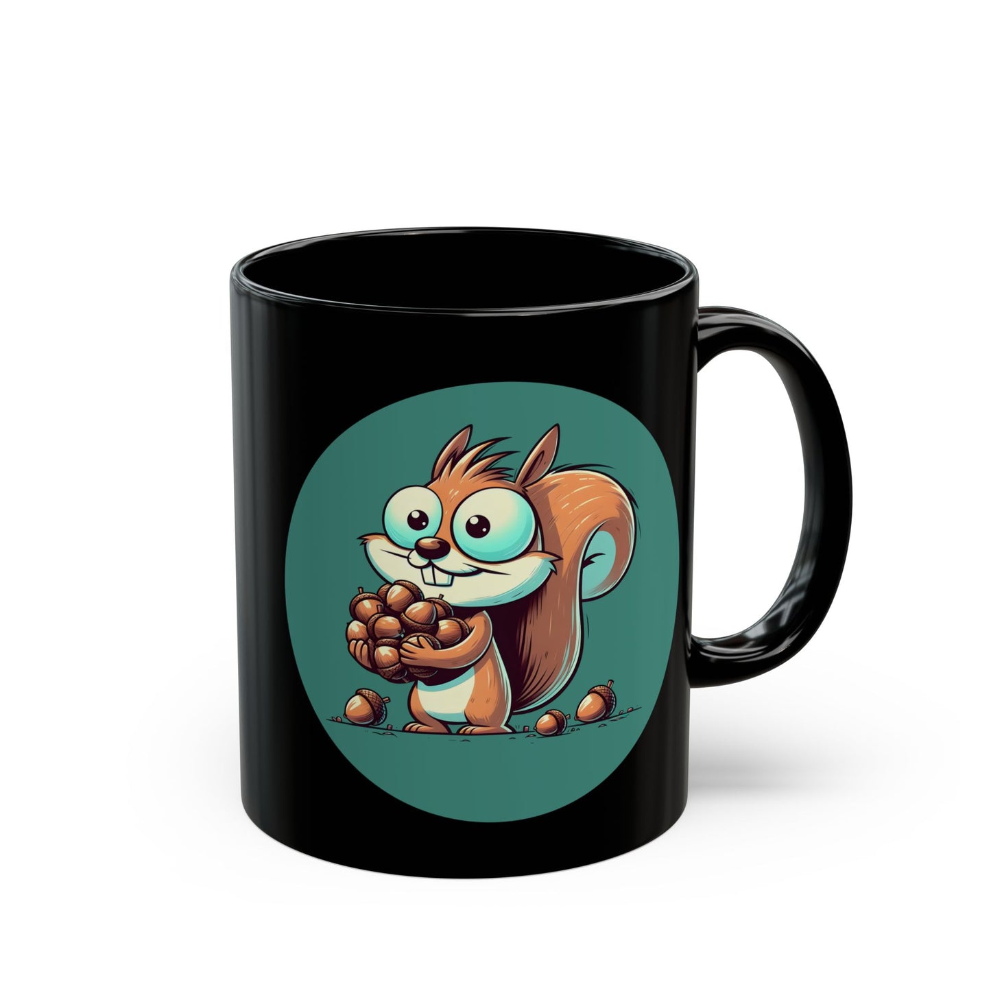 Nutty Squirrel - Black Ceramic Mug