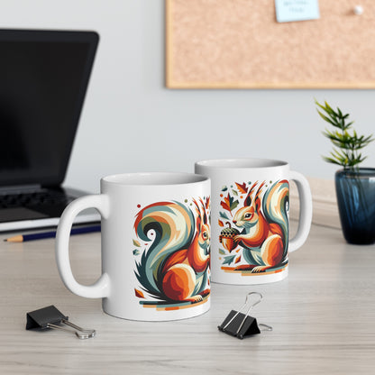 Squirrel Acorn Happy Ceramic Mug, 11oz