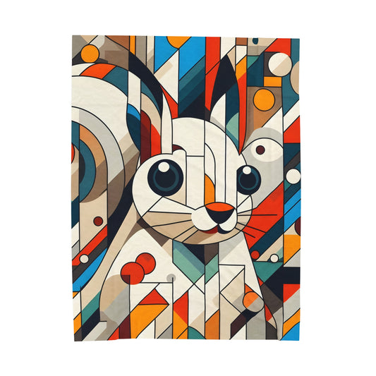 Linear Squirrel - Velveteen Plush Blanket, Retro Bedroom