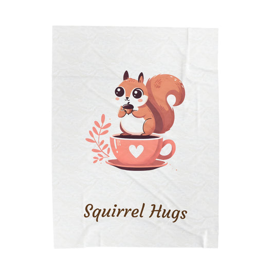 Squirrel Hugs - Velveteen Plush Blanket, Soft Throw Blanket