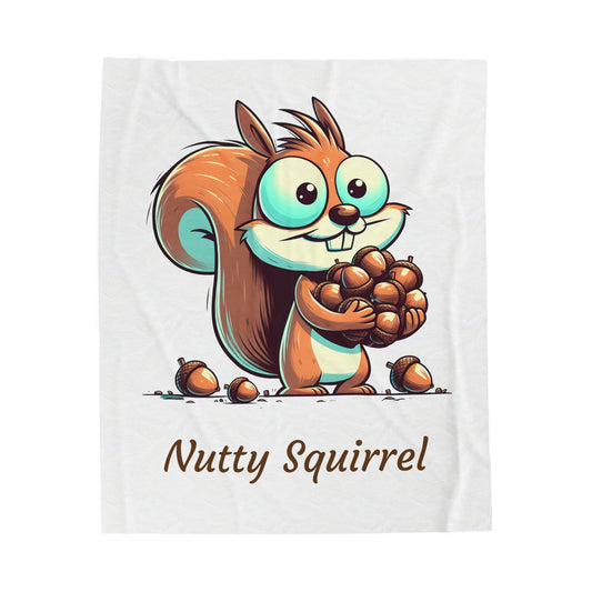 Nutty Squirrel - Velveteen Plush Blanket,