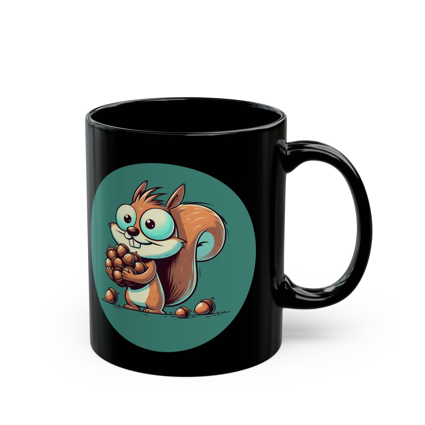 Nutty Squirrel - Black Ceramic Mug