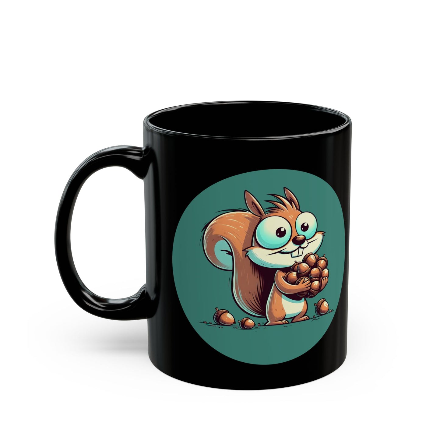 Nutty Squirrel - Black Ceramic Mug