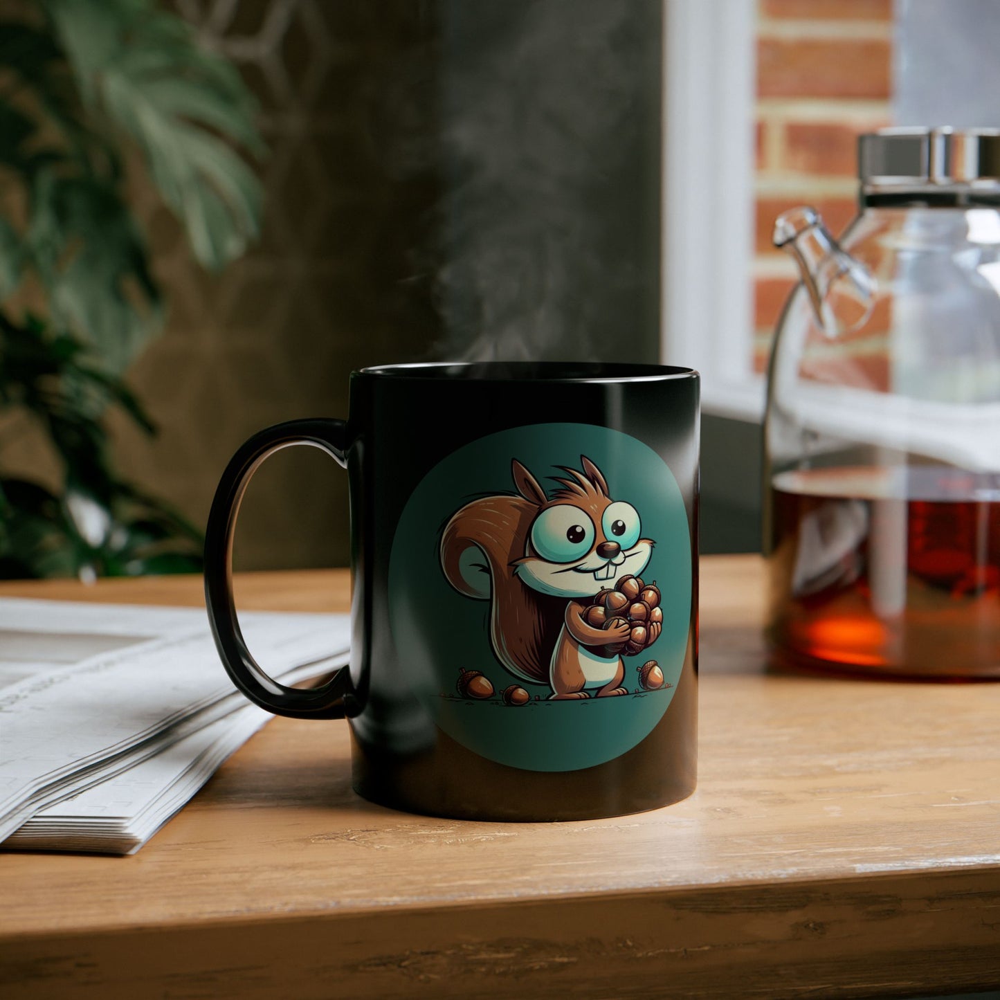 Nutty Squirrel - Black Ceramic Mug